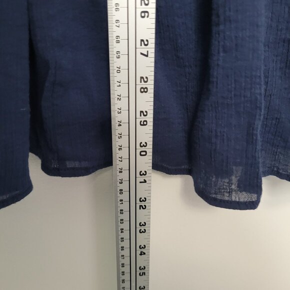 Chaps navy blue tiered pull on cottage cotton minimalist midi maxi skirt medium - Picture 6 of 6